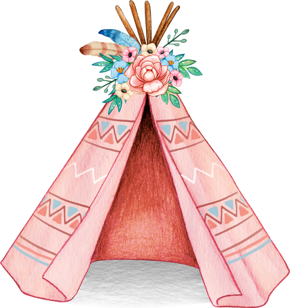 Watercolor Boho Spring Tribal Tent