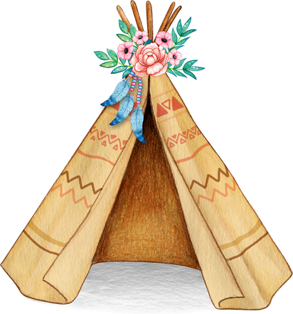 Watercolor Boho Spring Tribal Tent