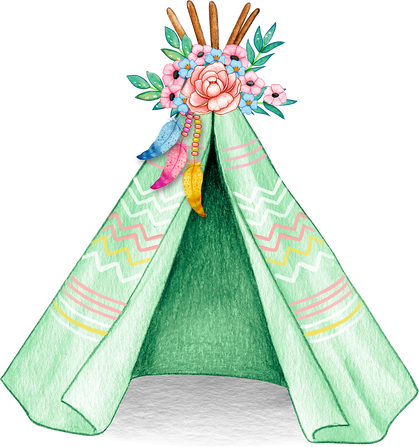 Hand Drawn Floral Bohemian Tent 